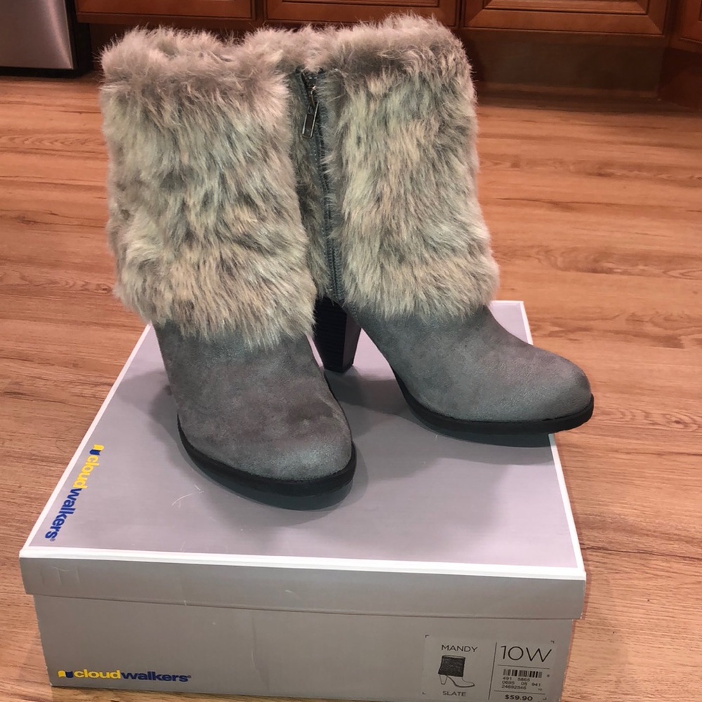 Faux Fur Slate Grey Boot